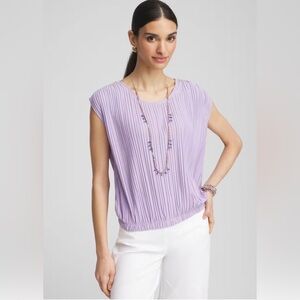 🌺 3/$30| Chico’s Pleated Bubble Hem Top